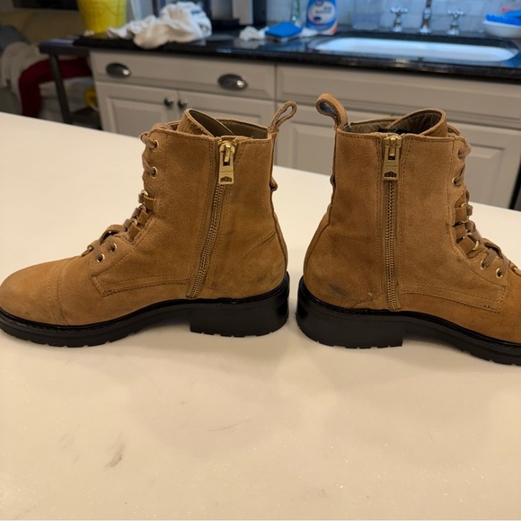All Saints Women Donita Tan Suede Lace-up Zip Ankle Combat boots US 7.5 EUR 38 - Picture 6 of 9